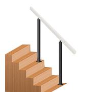 Adjustable Outdoor Wooden Railing with Wrought Iron Post Fits 12 Steps Ideal for Loft Vil95cm Height 60cm Length Hand Rail
