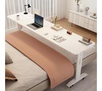 Adjustable Over Bed Desk with Wheels - Solid Wood Bed Table Overbed Table for Laptop Study or Eating - Versatile Bedside Cuter Table Height Adjustable Design