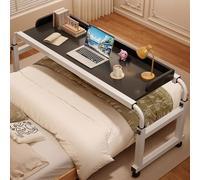 Adjustable Over Bed Table with Wheels - Height & Width Extendable Over Bed Desk & Laptop Table | 350lbs Heavy Duty | Anti-Fall Guardrail for Bedroom, Living Room, Medical Use(Black2,120cm/47.2in)