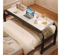 Adjustable Over Bed Table with Wheels - Height & Width Extendable Over Bed Desk & Laptop Table | 350lbs Heavy Duty | Anti-Fall Guardrail for Bedroom, Living Room, Medical Use(White2,140cm/55.1in)