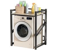 Adjustable Over Washer Storage Rack Drum Washing Machine Shelf Utility Storage Stand with Countertop Space-Saving Laundry Black Washroom Storage Solution