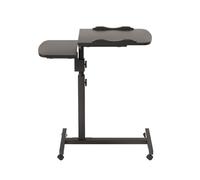 Adjustable Overbed Bedside Table with Dual Tilt Design, 360° Locking Wheels, Ultimate Single Workstation, Study Desk, Recliner Tray Table, Presentation Cart and Laptop Stand for Hospital Home Black