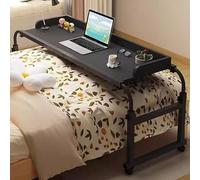 Adjustable Overbed Table on Wheels, Rolling Laptop Desk with Height & Angle Adjustments, Portable Mobility Trolley for Bedside Storage, Black Color