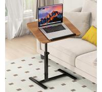 Adjustable Overbed Table with 360° Swivel Tilting Laptop Stand Tray Mobile Rolling Couch End Table for Sofa/Bed Height Adjustable with Wheels