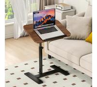 Adjustable Overbed Table with 360° Swivel & Tilting Laptop Tray Mobile Rolling Couch End Table on Wheels for Sofa & Bed Use Perfect for Work & Leisure