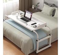 Adjustable Overbed Table with Wheels - Kingsize Rolling Bed Desk, Height & Length Adjustable, Perfect for Eating in Bed, Gaming, or Work - Ideal for Single/Double Use