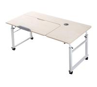 Adjustable Overbed Table with Wheels, Mobile Bed Desk, Tilting Computer Table with Storage, Height Adjustable for Home Office Use