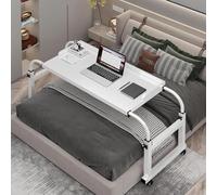 Adjustable Overbed Table with Wheels - Portable Height-Adjustable Desk for Bed, Laptop Workstation Ideal for Home and Medical Use