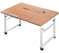 Adjustable Overbed Table with Wheels, Portable Laptop Desk for Eating, Working, or Reading in Bed