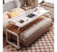Adjustable Overbed Table with Wheels - Portable Laptop Desk, Fully Adjustable Height and Length for Food Tray and Medical Use