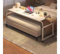 Adjustable Overbed Table with Wheels, Rolling Laptop Desk, Height & Angle Adjustable, Mobility Trolley for Bedside Storage, White Over Bed Desk for Home Office