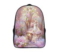 adjustable padded shoulder strap dreamscape casual backpack 3d printing funny cool pink castle two compartment large capacit bag firm daypacks-16inch,casual rucksack outing school traveling work