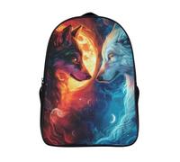 adjustable padded shoulder strap ice and fire wolves travel backpack 3d print cool yin-yang art two compartment large capacity bag firm casual daypack-16inch,school rucksack hiking outdoor activities