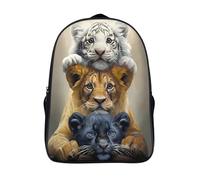 adjustable padded shoulder strap wild cat laptop backpack 3d print cool trio large capacity bag firm two compartment laptop daypack-16inch, casual rucksack for students/adults