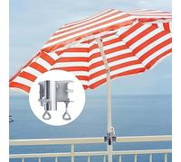 Adjustable Parasol Holder for Balcony Railing - Cast Iron Sun Umbrella Clamp, Galvanized Rust-Resistant Table & Deck Mount, Fits 25-38 mm Poles, Ga
