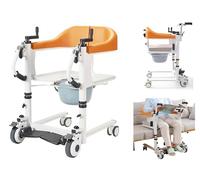 Adjustable Patient Lift Wheelchair Lift Not Suit for Total Paralysis, Body Lifter Transfer Lift with Hand Crank Lift Lever, Bedside Commode Chair, Elderly Lift Assist, Handicap Shower Chair