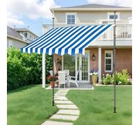 Adjustable Patio ning No Drill Balcony Canopy UV Resistant & Waterproof Fits Any Window or Door Blue & White 3.5M/11.5FT Perfect for Outdoor e
