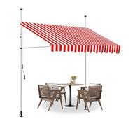 Adjustable Patio ning Without Drilling Hand Crank Retractable Sune for Balconies & Terraces Red White 3.5M/11.5FT - Perfect for Doors &
