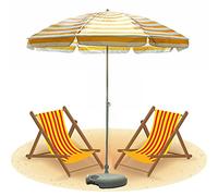 Adjustable Patio Umbrella with StripesWaterproof Outdoor Sunshade Canopy for Beach Lawn PoolDurable Iron PoleAvailable in 2M 2.2M 2.5M Sizes