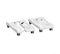 Adjustable PC Computer Case Holder Stand - Desktop Mainframe Rack with 4 Wheels White - Portable Bracket for Tower Gaming and Office Use