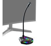 Adjustable PC Microphone for Personal Computers with RGB Lighting for Use in Games, Home Studios, Chats, Broadcasts, Podcasts and