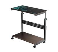 Adjustable PC Tower Stand/CPU Holder Cart,2 Tier Rolling Printer Under Desk,with Detachable Metal Hanging Basket,Max Load 60 Kg,for Carpet Home Office