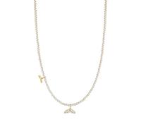 Adjustable Pearl Necklace For Women, Gold Fish Tail Pendant With Cubic Zirconia, 3 Mm Imitation Pearls, Fashionable Design, 15.75 Plus 1.97 Inches, Black Box For Gift