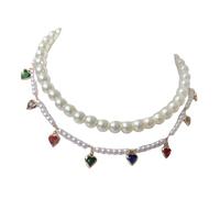 Adjustable Pearls Rhinestones Pet Collar For Dogs Cats Wedding Party Birthday Jewelry Accessories With Crystal Rhinestones Pet Necklace