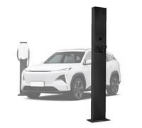 Adjustable Pedestal Mounted EV Charging Station, Removable Back Panel, Outdoor Electric Vehicle Charger, New Energy Vehicle Charging Stand, Durable Enclosure, Fast Charging Solution (Black)