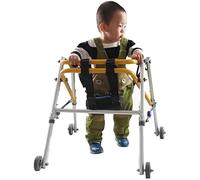 Adjustable Pediatric Gait Trainer, Folding Four-Wheeled Walker for Child Rehabilitation and Mobility Support