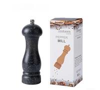 Adjustable Pepper Mill Kitchen Spice Grinder Modern Condiment Bottle Plastic Wood Manual Rotation Custom Coarseness Salt Herbs(Black2)