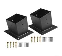 Adjustable Pera Wall Mount Kit for 10.2x10.2cm Wooden Posts Outdoor Gazebo Support Hardware Black Structure Brackets (2 Pieces)