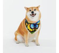 Adjustable Pet Bandana,Sunflower Blue Butterfly Print Cute Cats Pet Outfit,Reflective Dogs Scarf Holiday Costumes
