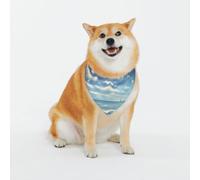 Adjustable Pet Bandana,White Clouds Over The sea Print Cute Cats Pet Outfit,Reflective Dogs Scarf Holiday Costumes