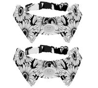 Adjustable Pet Bowtie Collar Abstract Art Florals Sunflower Neck Bow Tie for Small Dogs Cats, Adjustable from 11.2-12.2In
