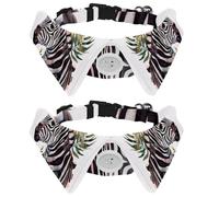 Adjustable Pet Bowtie Collar African Wildlife Animal Zebra and Flowers Neck Bow Tie for Small Dogs Cats, Adjustable from 11.2-12.2In
