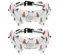Adjustable Pet Bowtie Collar Birds Sitting on Wires Pattern Neck Bow Tie for Small Dogs Cats, Adjustable from 11.2-12.2In