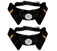 Adjustable Pet Bowtie Collar Black Cat Silhouette Among Stars in the Night Sky Neck Bow Tie for Small Dogs Cats, Adjustable from 11.2-12.2In