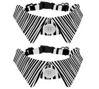 Adjustable Pet Bowtie Collar Black White Stripes Pattern Neck Bow Tie for Small Dogs Cats, Adjustable from 11.2-12.2In