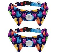 Adjustable Pet Bowtie Collar Colored Hearts Neck Bow Tie for Small Dogs Cats, Adjustable from 11.2-12.2In