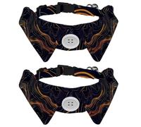 Adjustable Pet Bowtie Collar Curvy Wavy Lines Pattern Neck Bow Tie for Small Dogs Cats, Adjustable from 11.2-12.2In