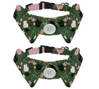 Adjustable Pet Bowtie Collar Cute Abstract Flowers and Leaves Neck Bow Tie for Small Dogs Cats, Adjustable from 11.2-12.2In