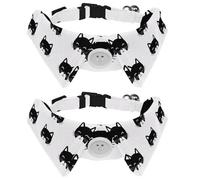 Adjustable Pet Bowtie Collar Cute Cat Faces Neck Bow Tie for Small Dogs Cats, Adjustable from 11.2-12.2In