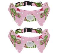 Adjustable Pet Bowtie Collar Cute Christmas Chameleon with Hat Snowflake Pink Background Neck Bow Tie for Small Dogs Cats, Adjustable from 11.2-12.2In