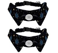 Adjustable Pet Bowtie Collar Cute Night Sky Planets Comets Constellations Neck Bow Tie for Small Dogs Cats, Adjustable from 11.2-12.2In