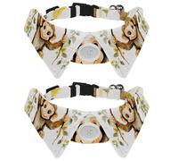 Adjustable Pet Bowtie Collar Cute Watercolor Animals Monkey Neck Bow Tie for Small Dogs Cats, Adjustable from 11.2-12.2In