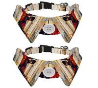 Adjustable Pet Bowtie Collar Deer Colorful Animal Silhouette Neck Bow Tie for Small Dogs Cats, Adjustable from 11.2-12.2In