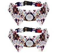 Adjustable Pet Bowtie Collar Ethnic Floral Pixel Art Pattern Neck Bow Tie for Small Dogs Cats, Adjustable from 11.2-12.2In