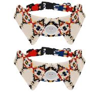 Adjustable Pet Bowtie Collar Ethnic South Western Style Boho Geometric Pattern Neck Bow Tie for Small Dogs Cats, Adjustable from 11.2-12.2In