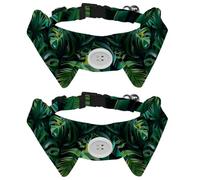 Adjustable Pet Bowtie Collar Exotic Plants Leaves Palm Leaves Branches Neck Bow Tie for Small Dogs Cats, Adjustable from 11.2-12.2In